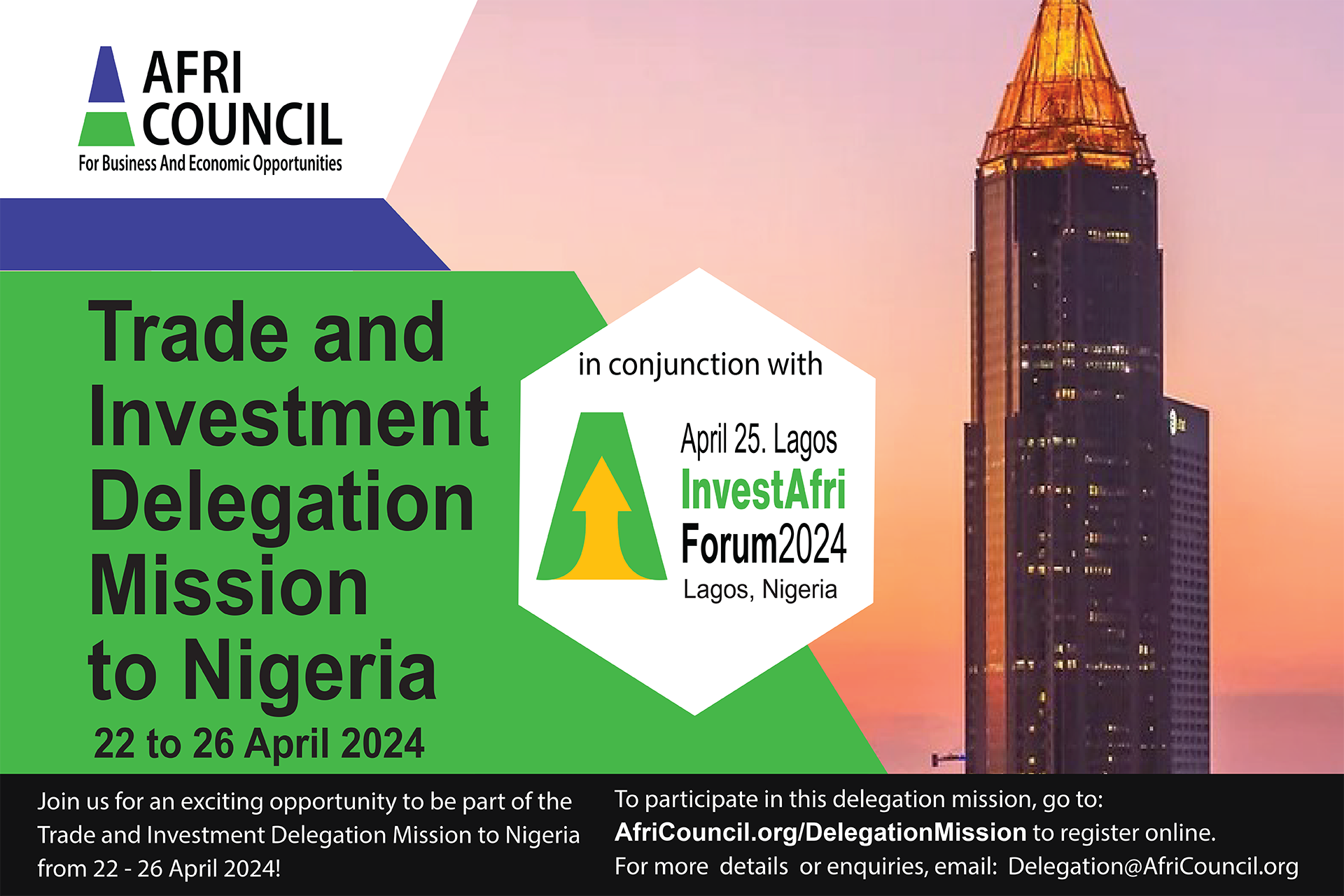 Afri Council Organises Trade And Investment Delegation Mission To Nigeria In Conjunction With InvestAfri Forum 2024 Lagos